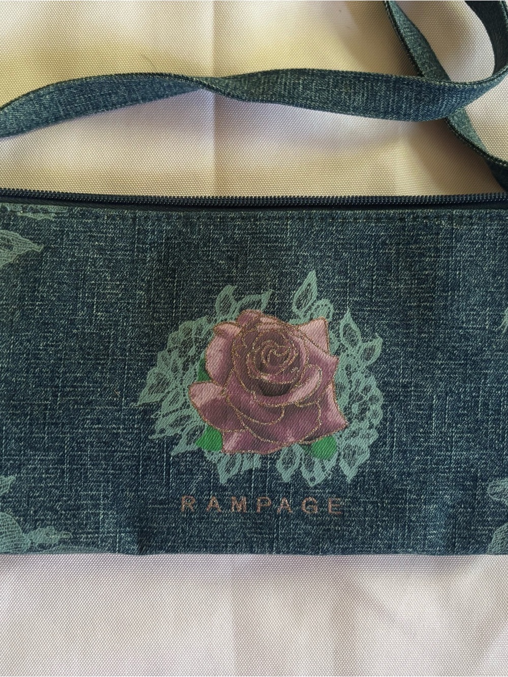 Rampage Women's Vintage Denim Rose Hand Bag
